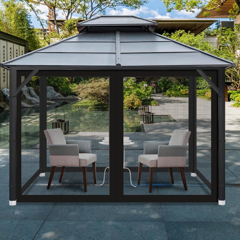 AONEAR Gazebo Universal Replacement Mosquito Netting  10' x 10' Outdoor Mesh Netting Screen 4-Panel Sidewall with Zipper for Patio  Canopy  Garden and Backyard  Black(Mosquito Net Only) - Image 2